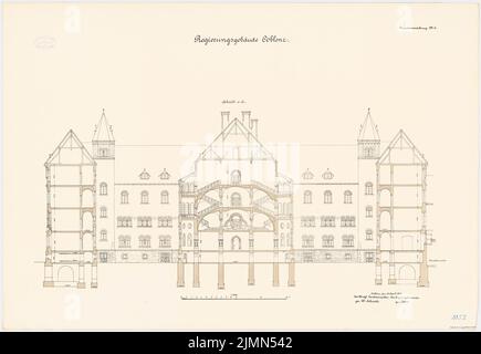 Kieschke Paul (1851-1905), Regierungsgebäude, Koblenz (ca. 1902-1906): Querschnitt 1: 100. Lithographie, 65,9 x 95,6 cm (einschließlich Scankanten) Stockfoto