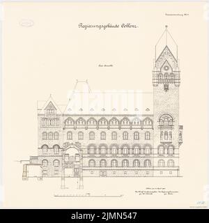 Kieschke Paul (1851-1905), Regierungsgebäude, Koblenz (ca. 1902-1906): Querschnitt 1: 100. Lithographie, 65,6 x 65,6 cm (einschließlich Scankanten) Stockfoto