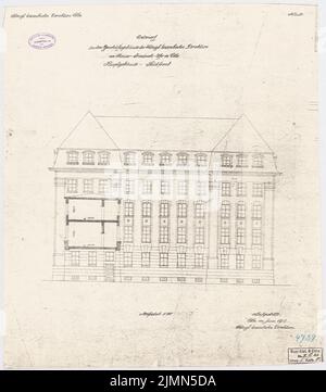 Unbekannter Architekt, Bahndirektion Köln (ca. 1910): S-Ansicht 1: 100. Lithographie, 62,1 x 54,7 cm (einschließlich Scankanten) Stockfoto