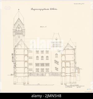 Kieschke Paul (1851-1905), Regierungsgebäude, Koblenz (ca. 1902-1906): Querschnitt 1: 100. Lithographie, 65,7 x 65,5 cm (einschließlich Scankanten) Stockfoto