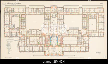 Thoemer & Mönnich, Kammergericht Berlin (1909-1913): Grundriß Grundgeschoss 1: 100. Lithographie, 80,9 x 146 cm (einschließlich Scankanten) Stockfoto