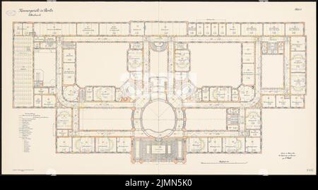 Thoemer & Mönnich, Kammergericht Berlin (1909-1913): Grundriß 2. Stock 1: 100. Lithographie, 80,9 x 146 cm (einschließlich Scankanten) Stockfoto