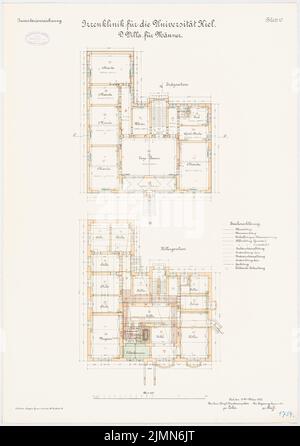 Unbekannter Architekt, verrückte Klinik der Christian-Albrechts-Universität zu Kiel. Villa für Männer (ca. 1902): Grundriß KG, EG 1: 100. Lithographie, 79,1 x 55,8 cm (einschließlich Scankanten) Stockfoto