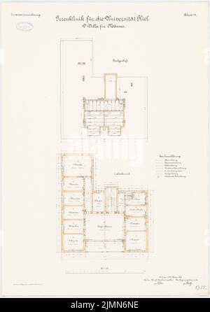 Unbekannter Architekt, verrückte Klinik der Christian-Albrechts-Universität zu Kiel. Villa für Männer (ca. 1902): Grundriß 1., DG 1: 100. Lithographie, 79,2 x 55,8 cm (einschließlich Scankanten) Stockfoto