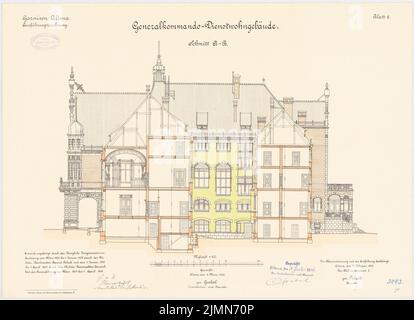 Pollack, Garnison in Hamburg. Umgang mit dem Generalkommandanten (1903-1905): Querschnitte 1: 100. Lithographie, 46,9 x 64,7 cm (einschließlich Scankanten) Stockfoto