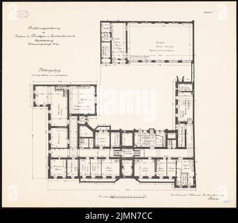 Winterstein Hans (1864-1934), Kunst- und Handwerkerschule, Berlin-Charlottenburg (ca. 1903): Grundriss Keller 1: 100. Lithographie, 70,9 x 80,5 cm (einschließlich Scankanten) Stockfoto