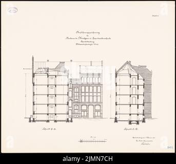 Winterstein Hans (1864-1934), Kunst- und Handwerkerschule, Berlin-Charlottenburg (ca. 1903): Kürzungen 1: 100. Lithographie, 70,4 x 80,5 cm (einschließlich Scankanten) Stockfoto