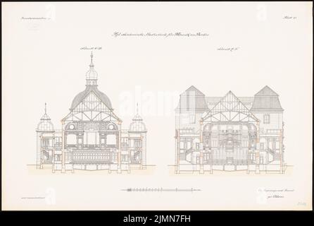 Kayser & von Großheim, Hochschule für Bildende Kunst und Musik in Berlin-Charlottenburg (1898-1902): Hochschule für Musik: Querschnitte 1: 100. Lithographie, 69,1 x 102,8 cm (einschließlich Scankanten) Stockfoto