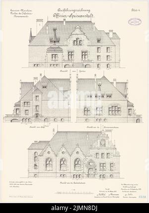 Jannasch, Garnison der Infanteriesperre in Mannheim. Offizier Casino (1900-1902): Rissing von allen vier Seiten 1: 100. Lithographie, 70,5 x 51,6 cm (einschließlich Scankanten) Stockfoto