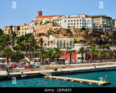 Stadtbild der Hauptstadt Mahon (Mao) auf Menorca, Spanien Stockfoto