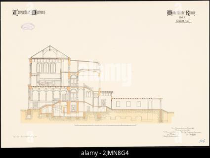 Unbekannter Architekt, medizinische Klinik der Philipps-Universität Marburg (ca. 1887): Querschnitt 1: 100. Lithographie, 51,7 x 73,2 cm (einschließlich Scankanten) Stockfoto