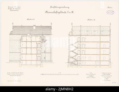 Jannasch, Garnison der Infanteriesperre in Mannheim. Teambildung (1899-1901): I und IV: Querschnitte 1: 100. Lithographie, 51,7 x 70,8 cm (einschließlich Scankanten) Stockfoto