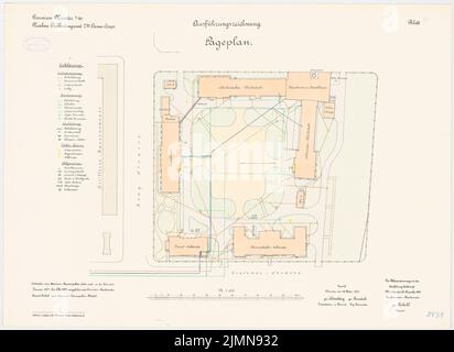 Hahn, Bekleidungsbüro von VII. Armeekorps in Münster (1898-1901): Abteilung 1: 500. Lithographie, 51,7 x 70,9 cm (einschließlich Scankanten) Stockfoto