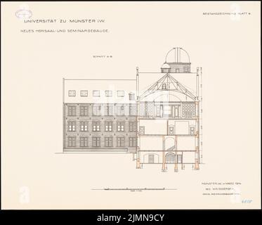 Weißgerber Otto, Hörsaal und Seminargebäude der Universität Münster (1914): Querschnitt 1: 100. Lithographie, 56,6 x 70,4 cm (einschließlich Scankanten) Stockfoto