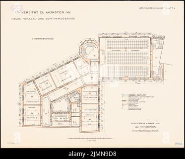 Weißgerber Otto, Hörsaal und Seminargebäude der Universität Münster (1914): Grundriß 2. Stock 1: 100. Lithographie, 56,6 x 70,4 cm (einschließlich Scankanten) Stockfoto