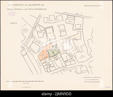 Weißgerber Otto, Hörsaal und Seminargebäude der Universität Münster (1914): Abteilung 1: 500. Lithographie, 56,6 x 70,3 cm (einschließlich Scankanten) Stockfoto