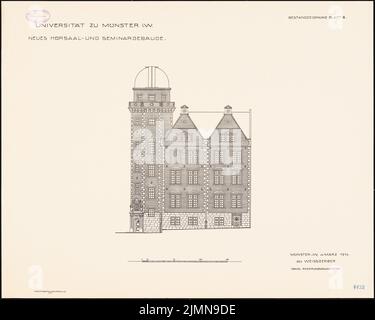 Weißgerber Otto, Hörsaal und Seminargebäude der Universität Münster (1914): Riss Seitenansicht 1: 100. Lithographie, 56,4 x 70,4 cm (einschließlich Scankanten) Stockfoto