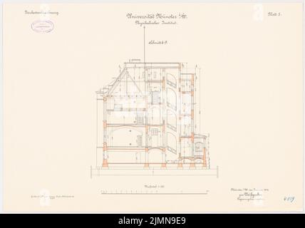 Weißgerber Otto, Universität Münster. Physikalisches Institut (1914): Querschnitt 1: 100. Lithographie, 42,8 x 61 cm (einschließlich Scankanten) Stockfoto