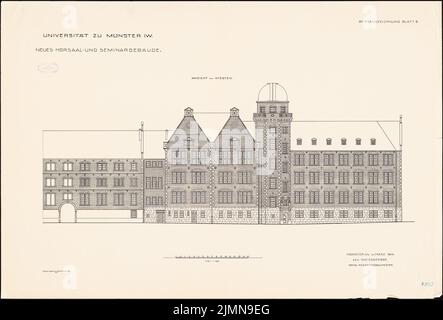 Weißgerber Otto, Hörsaal und Seminargebäude der Universität Münster (1914): Upper West View 1: 100. Lithographie, 66,4 x 98 cm (einschließlich Scankanten) Stockfoto