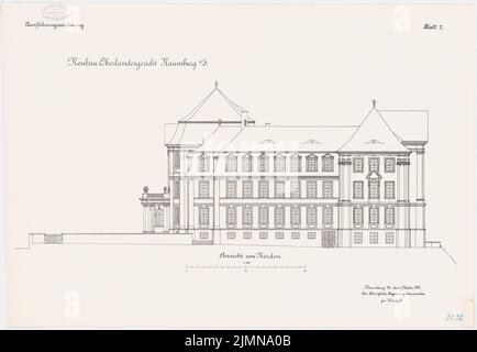 Unbekannter Architekt, Oberlandesgericht Naumburg/Saale (1914-1916): Nordansicht 1: 100. Lithographie, 55,3 x 80 cm (einschließlich Scankanten) Stockfoto