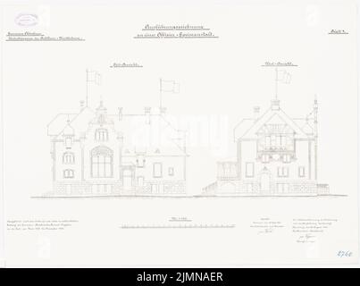 Koppers, Offiziere in Oldenburg/Holstein (1902-1903): Upper South View, West View 1: 100. Lithographie, 50,4 x 67,6 cm (einschließlich Scankanten) Stockfoto