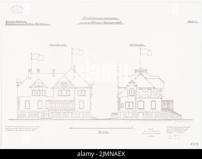 Koppers, Offiziere in Oldenburg/Holstein (1902-1903): Obere Nordansicht, Ostansicht 1: 100. Lithographie, 50,1 x 67,8 cm (einschließlich Scankanten) Stockfoto