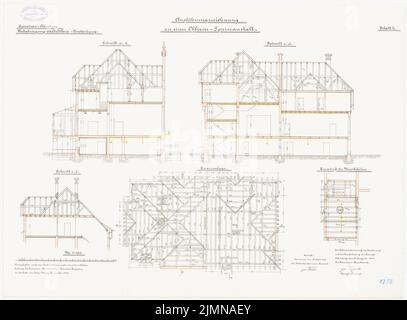 Koppers, Offiziere in Oldenburg/Holstein (1902-1903): Längsschnitt, Querschnitte 1: 100. Grundriß der Musikbühne. Lithographie, 50,1 x 68 cm (einschließlich Scankanten) Stockfoto