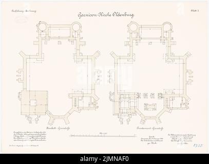 Kröger Jürgen (1856-1928), Garrisonskirche in Oldenburg/Holstein (1901-1903): Grundriss Bankett, Gründung 1: 100. Lithographie, 51 x 69,1 cm (einschließlich Scankanten) Stockfoto