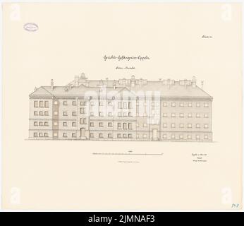 Unbekannter Architekt, Gerichtsstand in Oppeln (1888): Riss Seitenansicht 1: 100. Lithographie, 66,3 x 76,5 cm (einschließlich Scankanten) Stockfoto