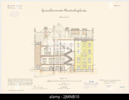 Pollack, Garnison in Hamburg. Umgang mit dem Generalkommandanten (1903-1905): Querschnitt 1: 100. Lithographie, 47,1 x 64,9 cm (einschließlich Scankanten) Stockfoto