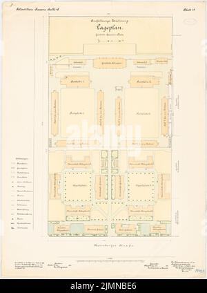 Knoch & Kallmeyer, Feldartilleriekaserne in Halle/Saale (1899-1902): Lageplan 1: 500. Lithographie, 95,5 x 71 cm (einschließlich Scankanten) Stockfoto