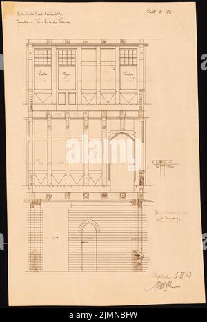 Hehl Christoph (1847-1911), Pfarrhaus der Katholischen Kirche in Berlin-Lichterfelde (06.03.1903): Innenansicht hinter der Veranda. Leichter Bruch auf Papier, 65,8 x 44,1 cm (einschließlich Scankanten) Stockfoto