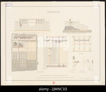 Busse Carl Ferdinand (1802-1868), Frearche (Wehr) (1827): Ansichten, Grundrisse, Schnitte, Details. Tusche Aquarell auf Papier, 55,5 x 67,6 cm (einschließlich Scankanten) Stockfoto