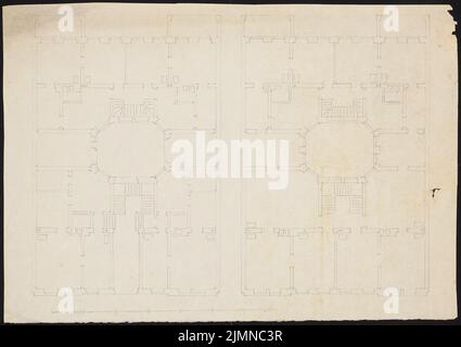 Knoblauch Eduard (1801-1865), dreistöckiges Miethaus rund um den achteckigen Hof (ohne Dat.): Grundriß Erde und Obergeschoss. Bleistift, 38 x 53,8 cm (einschließlich Scankanten) Stockfoto