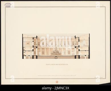 Busse Carl Ferdinand (1802-1868), Privatgebäude (nach vorgeschriebenen Maßen und anderen Bedingungen) (ohne Jahr): Schnitt C-D mit Innenansicht. Tusche Aquarell auf Papier, 58,9 x 76,5 cm (einschließlich Scankanten) Stockfoto