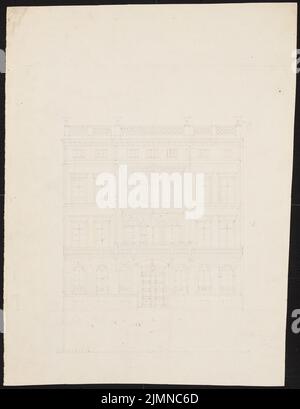 Knoblauch Eduard (1801-1865), dreistöckiges Mehrfamilienhaus mit Seitenflügeln und sieben Achsen vorne (nach 1848): Vorderansicht. Bleistift, 48 x 37 cm (einschließlich Scankanten) Stockfoto