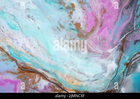 Abstrakte Kunstwerke in hellblauer Farbe. Mit Alkoholtinte bemalt. Stockfoto