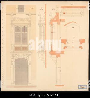 Lange Ludwig (1808-1868), Villa Reali bei Venedig (ohne dat.): Portal und Bucht als: Ansicht und Schnitt. Tusche-Aquarell auf der Schachtel, 65,3 x 63,6 cm (einschließlich Scankanten) Stockfoto