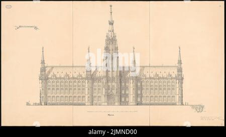 Elis Carl (1838-1889), Preußischer bundestag in Berlin. Schinkel-Wettbewerb 1869 (17. Juni 1869): Tugend der Frontfassade. Tinte, Tinte auf Karton, 96,6 x 172,2 cm (inklusive Scankanten) Stockfoto