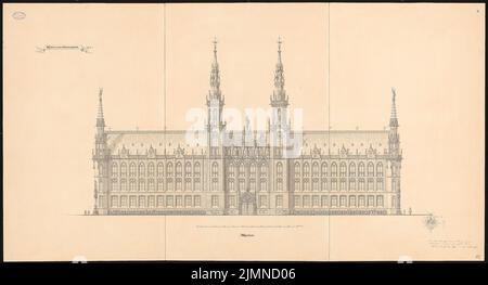 Elis Carl (1838-1889), Preußischer bundestag in Berlin. Schinkel Wettbewerb 1869 (17. Juni 1869): Blick auf die Fassade. Tinte, Tinte auf Karton, 93,8 x 173,9 cm (inklusive Scankanten) Stockfoto