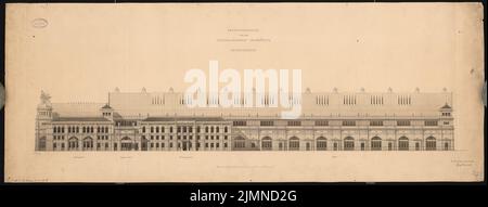 Eggert Hermann (1844-1920), Hauptbahnhof in Frankfurt am Main. Rezeptionsgebäude (11,1880): Seitenansicht. Tusche-Aquarell auf der Schachtel, 50,4 x 132,4 cm (einschließlich Scankanten) Stockfoto