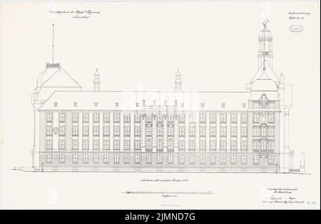 Kieschke Paul (1851-1905), Geschäftshaus der königlichen Regierung, Düsseldorf (20. Februar 1912): Seitenansicht 1: 100. Lithographie, 65,9 x 100,7 cm (einschließlich Scankanten) Stockfoto