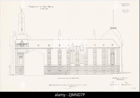 Kieschke Paul (1851-1905), Geschäftshaus der königlichen Regierung, Düsseldorf (20. Februar 1912): Seitenansicht 1: 100. Lithographie, 66 x 100,7 cm (einschließlich Scankanten) Stockfoto