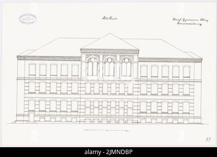 Unbekannter Architekt, Gymnasium in Elbing (ca. 1886/1887): Obere Südseite 1: 100. Lithographie, 38,1 x 56,1 cm (einschließlich Scankanten) Stockfoto