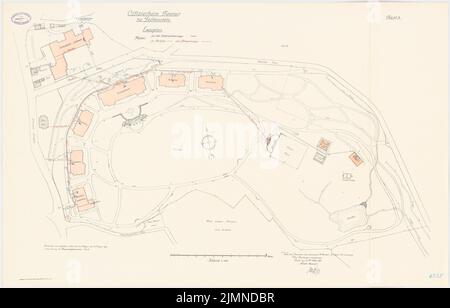 Unbekannter Architekt, Officersheim Taunus in Falkenstein (1907-1909): Abteilung mit Kabelsystem 1: 500. Lithographie, 66 x 103,2 cm (einschließlich Scankanten) Stockfoto