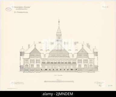 Unbekannter Architekt, Officersheim Taunus in Falkenstein. Hauptgebäude (1907-1909): Riss Süd Ansicht 1: 100. Lithographie, 66,3 x 84,8 cm (einschließlich Scankanten) Stockfoto