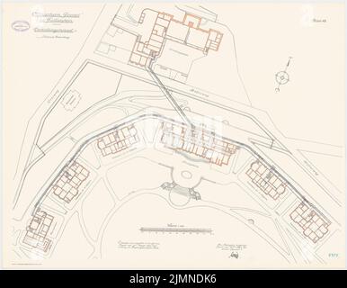 Unbekannter Architekt, Officersheim Taunus in Falkenstein (1907-1909): Verbindungstunnel - Elektrisches Installationssystem: Abteilung 1: 500. Lithographie, 66,2 x 85 cm (einschließlich Scankanten) Stockfoto