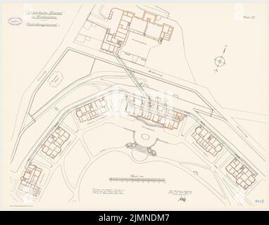 Unbekannter Architekt, Officersheim Taunus in Falkenstein (1907-1909): Verbindungsstollen: Lageplan 1: 500. Lithographie, 66,6 x 84,8 cm (einschließlich Scankanten) Stockfoto