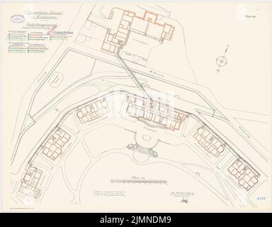 Unbekannter Architekt, Officersheim Taunus in Falkenstein (1907-1909): Verbindungstunnel - Heizsystem: Abteilungsplan 1: 500. Lithographie, 66,4 x 85 cm (einschließlich Scankanten) Stockfoto