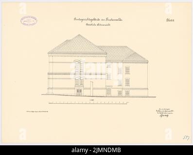 Unbekannter Architekt, Amtsgericht in Finsterwalde (1885): Nordansicht Nordansicht. Lithographie, 40,1 x 53,1 cm (einschließlich Scankanten) Stockfoto